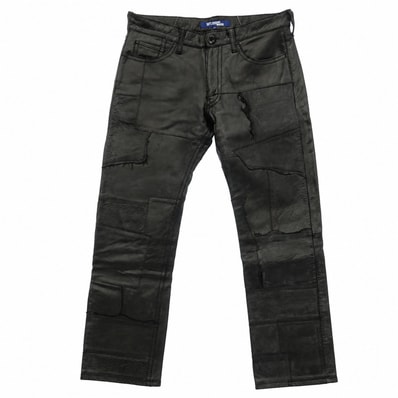 JUNYA WATANABE COMME des GARCONS MAN ジュンヤワタナベコムデギャルソンマン 04AW WN-P045 再構築 パッチ ワーク カウレザー パンツ ブラック系 L【中古】