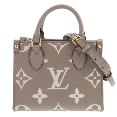 【再値下げ】 LOUIS VUITTON ルイ・ヴィトン オンザゴー BB バイカラー モノグラム ショルダーバッグ M47054 モノグラムアンプラント レザー ベージュ レディース【中古】