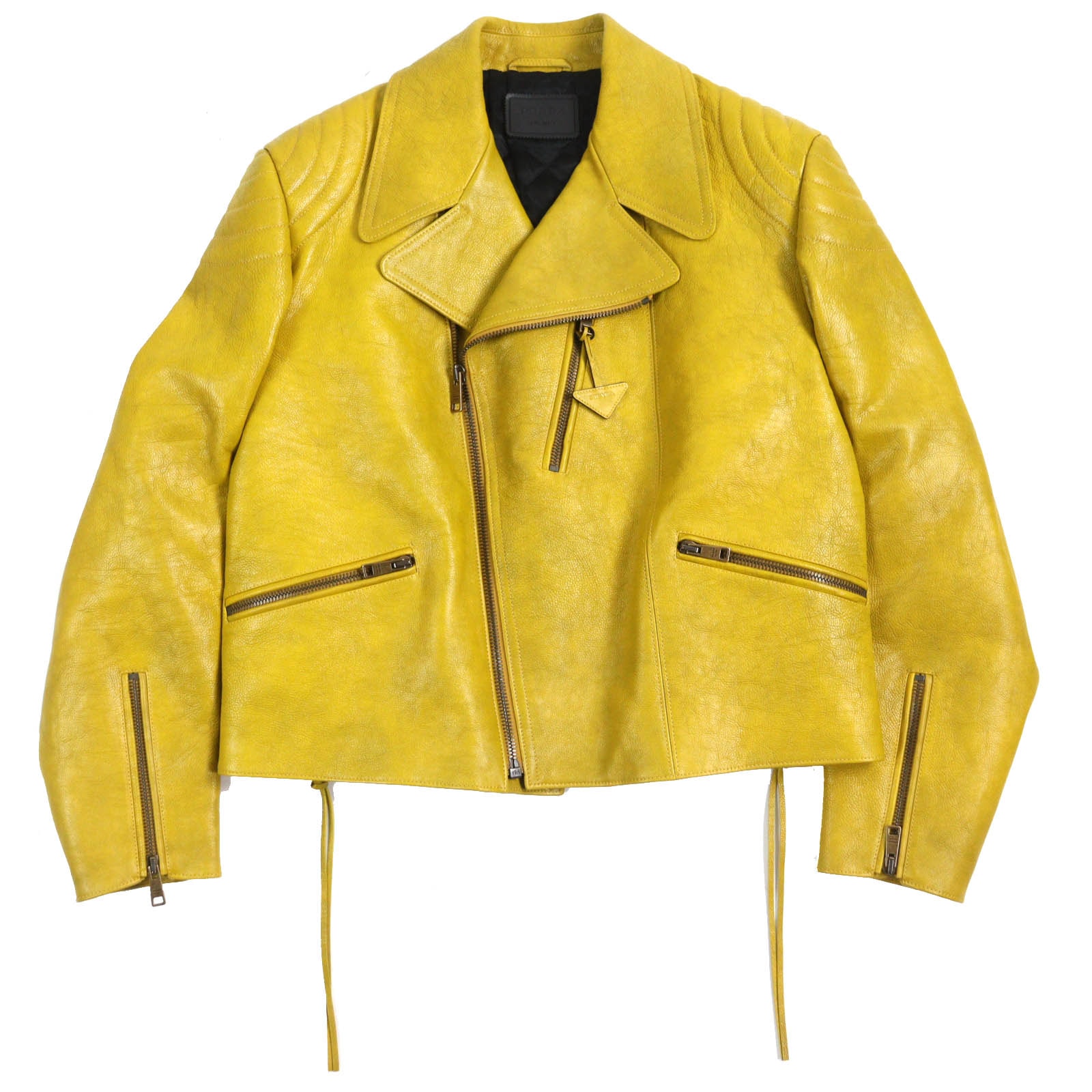 極美品 プラダ
 ライダースジャケット イエロー系 メンズ 48 UPW416