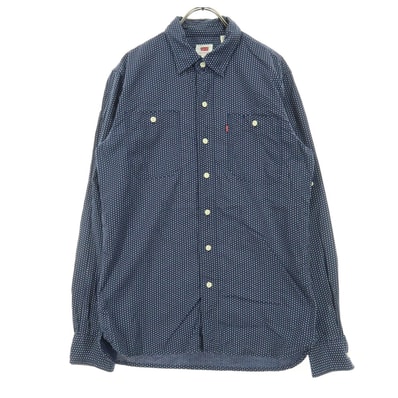 Levi's リーバイス ドット柄 長袖 コットンシャツ S ネイビー