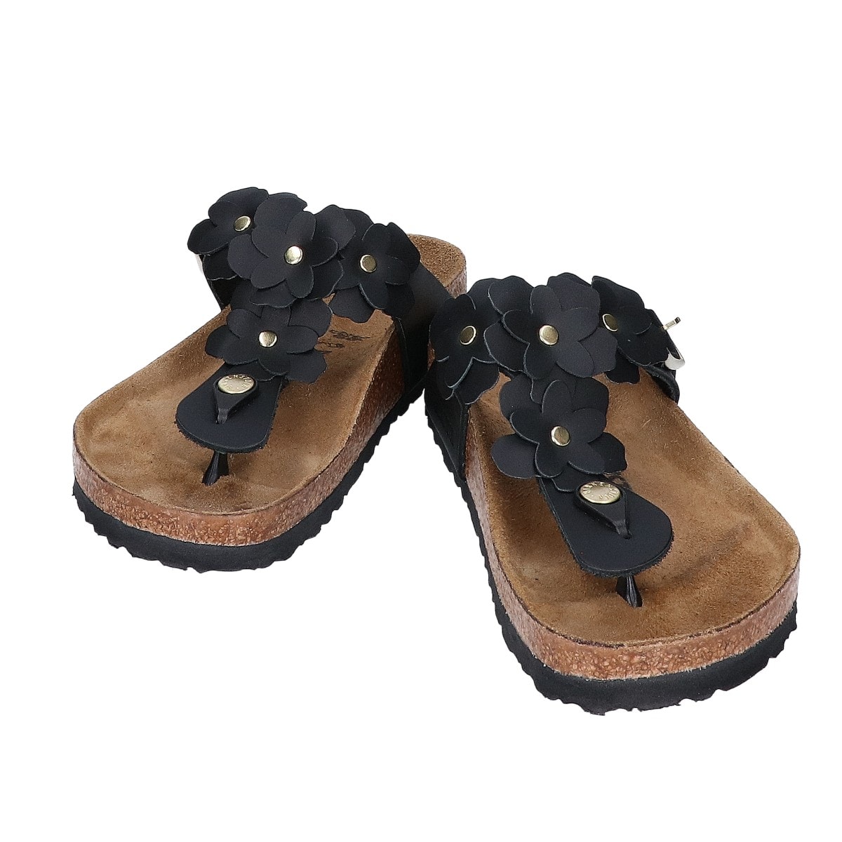 ビルケンシュトック ブラック Gizeh Flower Embellishment / ギゼ フラワー エンベリッシュメント トングサンダル 36
