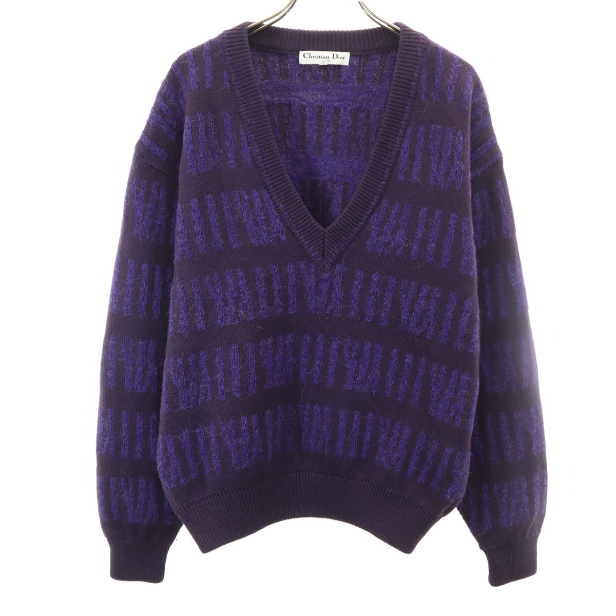 Christian Dior SPORTS クリスチャンディオールスポーツ 90s ウール100% オールド 長袖 Vネック セーター M パープル系 ニット