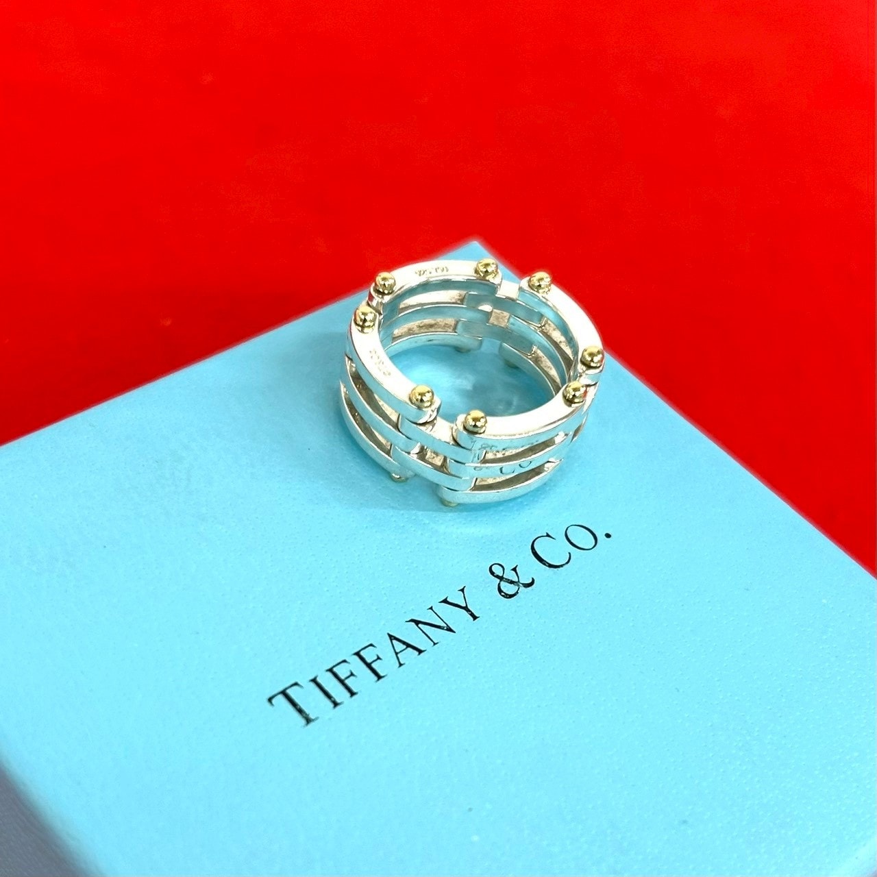 TIFFANY&Co. ティファニー ゲートリング シルバー925 K18イエローゴールド リング・指輪 17.5号 シルバー
42780