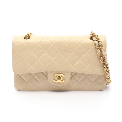シャネル CHANEL マトラッセ Wフラップ ショルダーバッグ バッグ ラムスキン(羊革) レディース ベージュ系 AO1113 【中古】