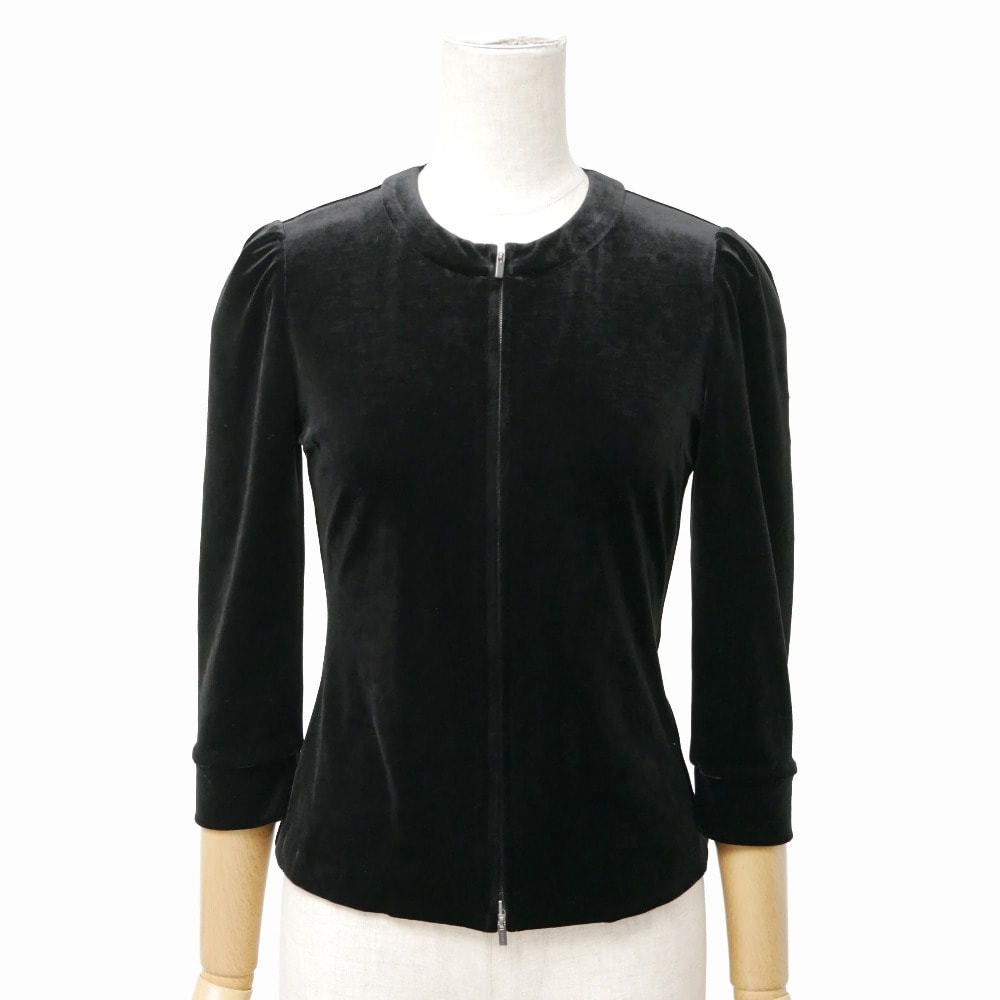 ■美品■FOXEY フォクシー ノーカラージャケット サイズ38 ジップアップ ベロア ブランド古着【中古】20260326/RA8393