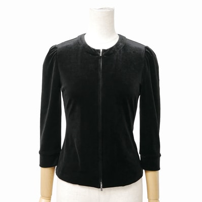 ■美品■FOXEY フォクシー ノーカラージャケット サイズ38 ジップアップ ベロア ブランド古着【中古】20260326/RA8393