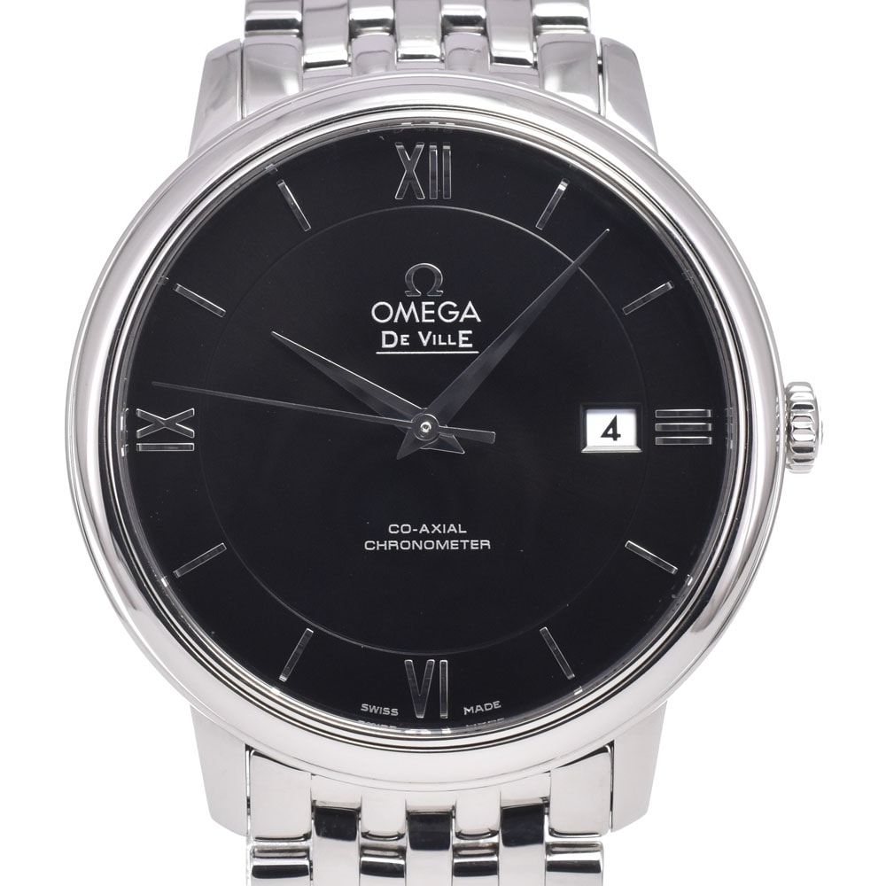 オメガ OMEGA 424.10.40.20.01.001 デビル プレステージ デイト ブラック 自動巻き メンズ 美品 保証書付き 腕時計 H#150139