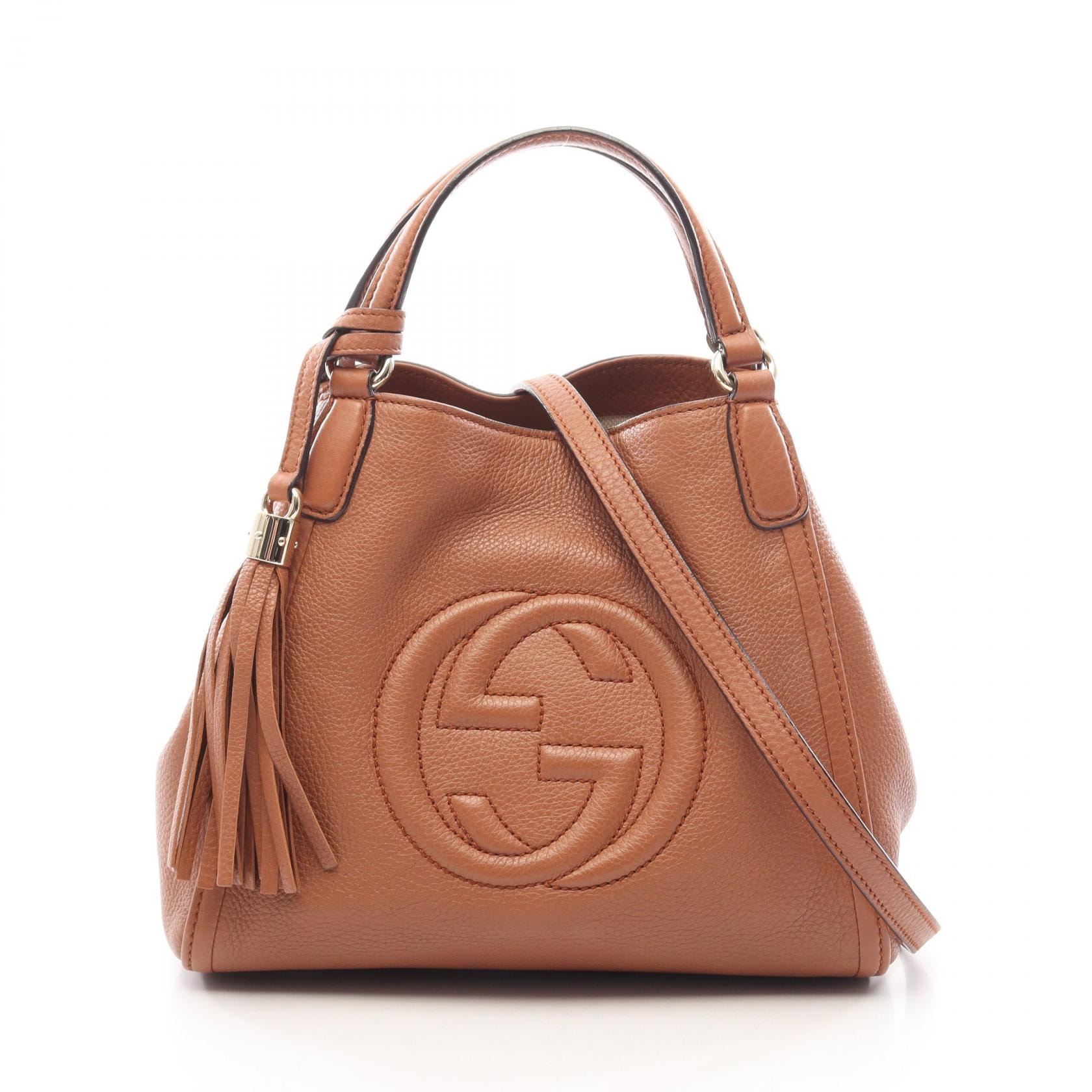 グッチ GUCCI ソーホー インターロッキングG 2WAY ハンドバッグ バッグ レザー レディース ブラウン系 336751 【中古】