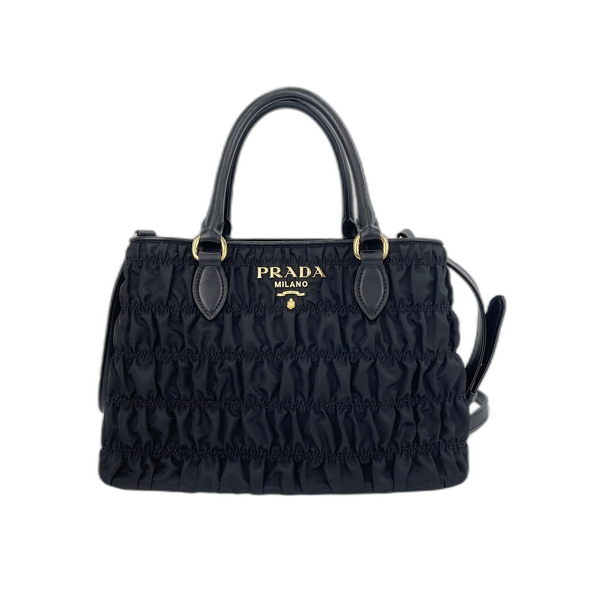 プラダ PRADA ギャザー ハンドバッグ【中古】