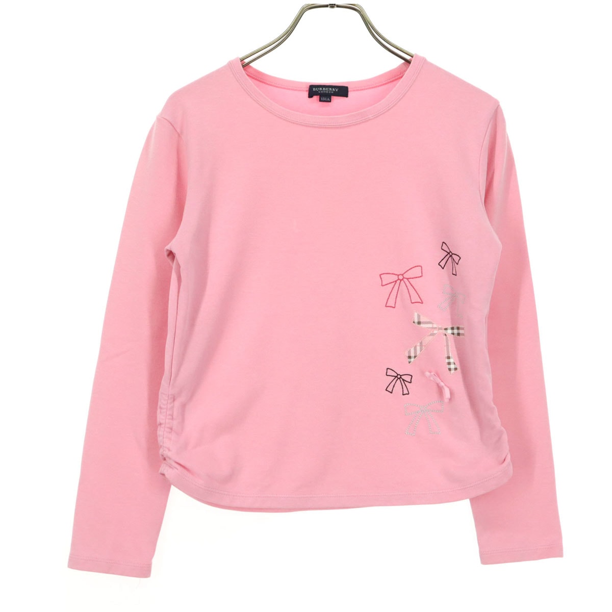 BURBERRY バーバリー 日本製 リボン刺繍 長袖 Tシャツ 150A ピンク系 三陽商会