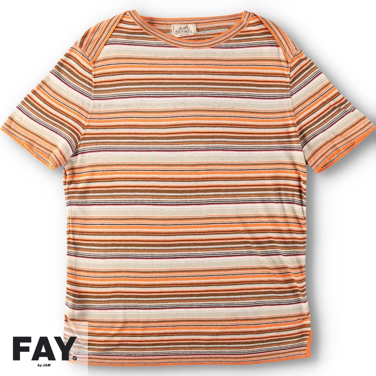 古着 エルメス HERMES マルチボーダー 半袖 ボーダーTシャツ イタリア製 メンズM相当/yaa000147