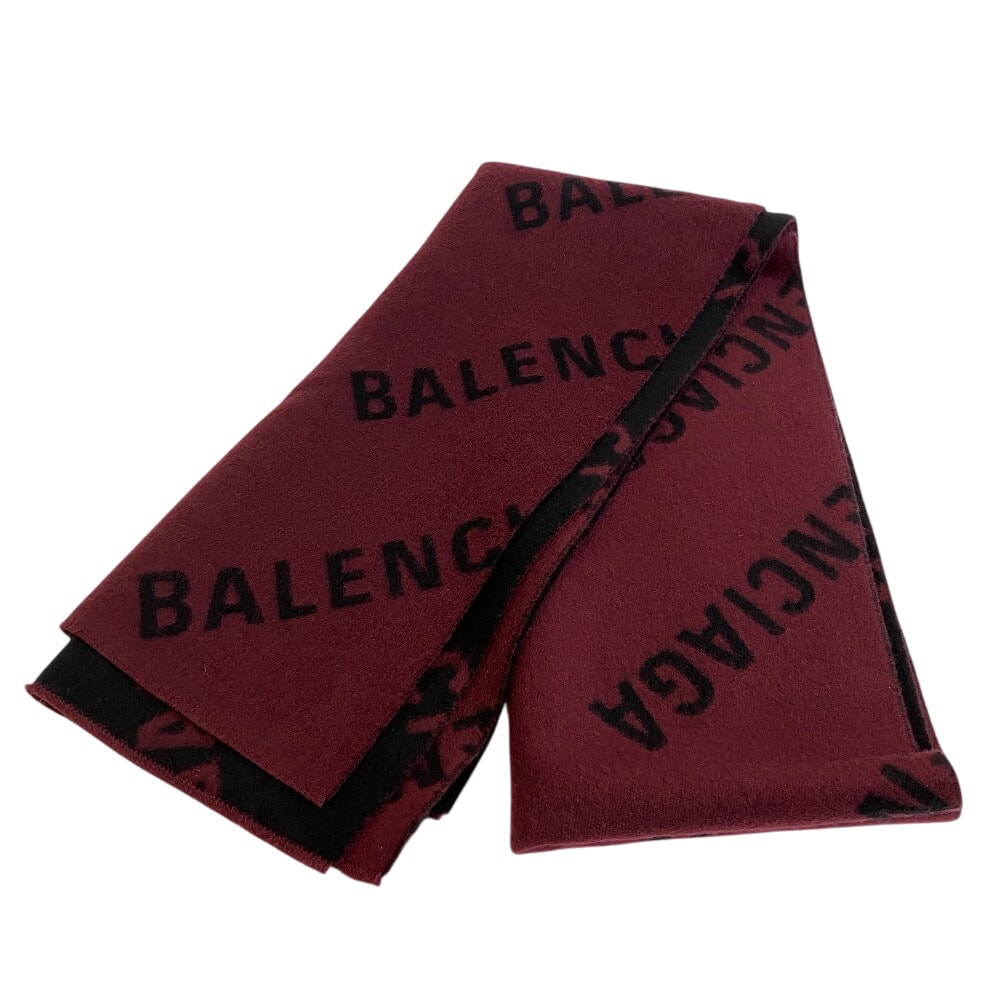 バレンシアガ BALENCIAGA マフラー ロゴ入り スカーフ 685514 420B8 レッド