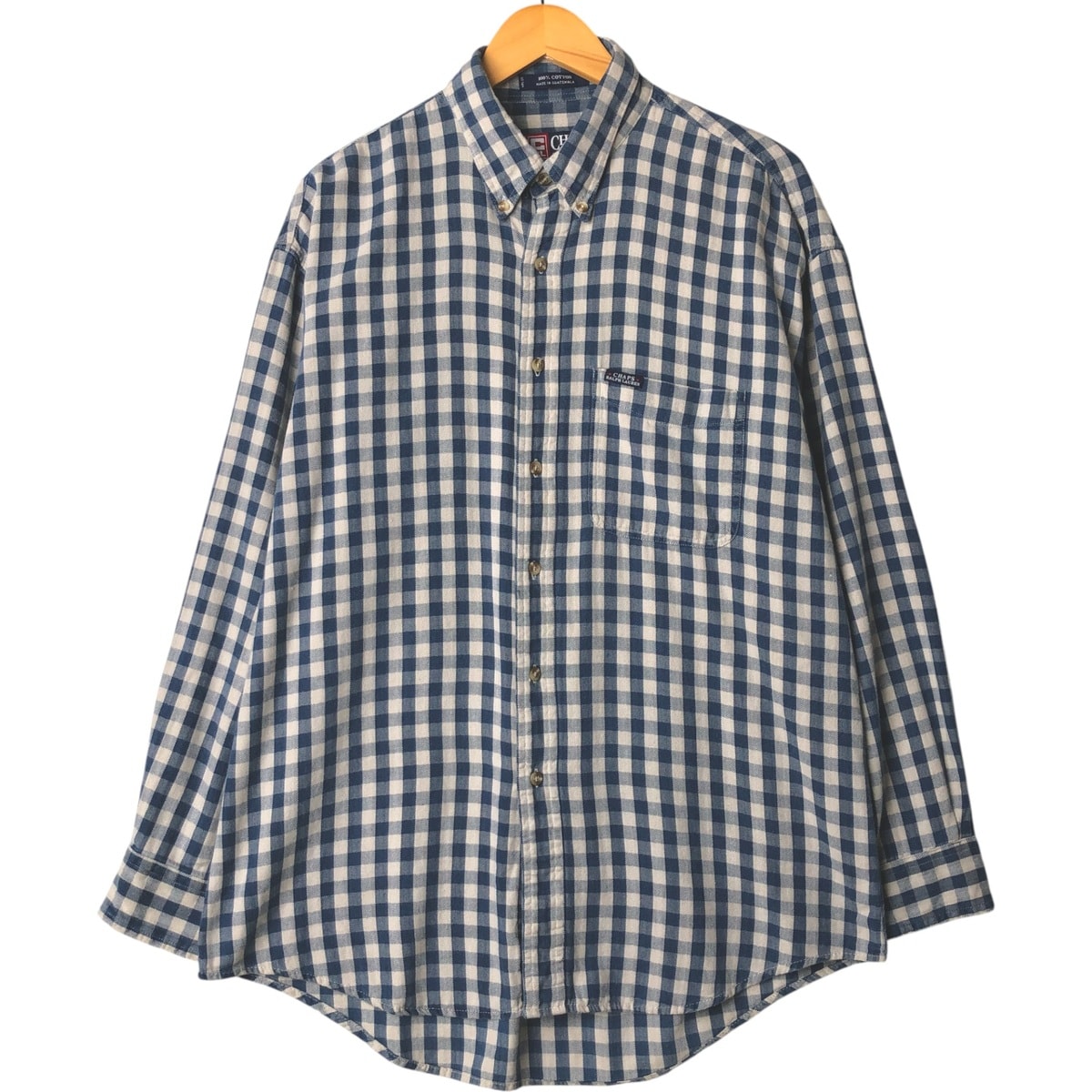 古着 ラルフローレン Ralph Lauren CHAPS チャップス ギンガムチェック 長袖 ボタンダウン ライトネルチェックシャツ メンズL相当/eaa575200