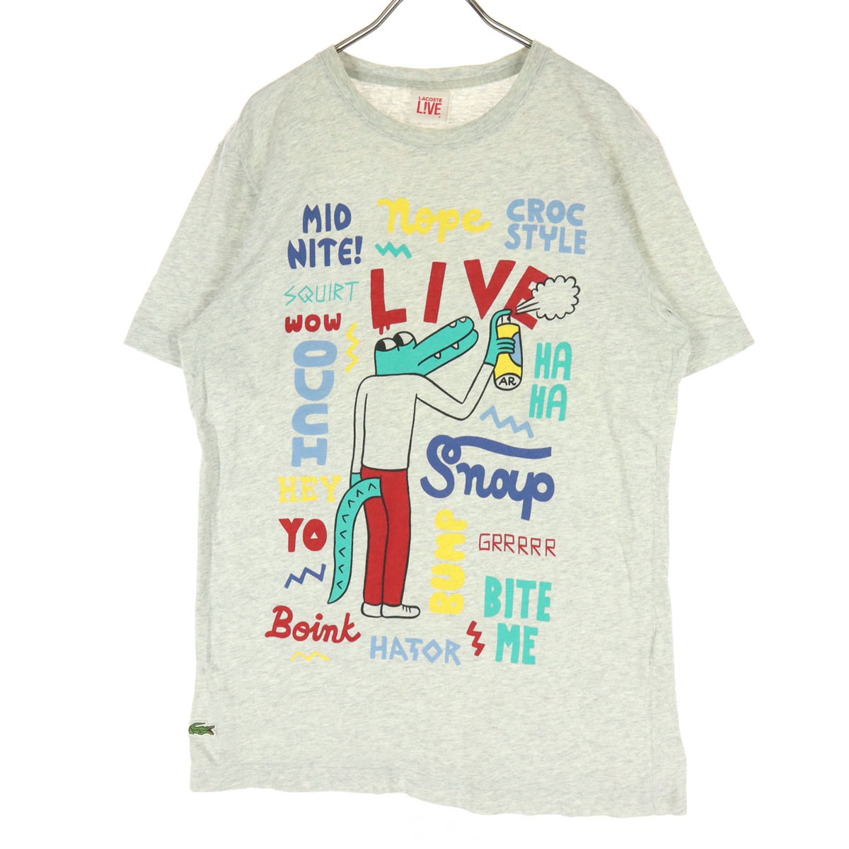 LACOSTE L!VE ラコステライブ フロントプリント ワンポイントロゴ 半袖 Tシャツ 4 グレー
