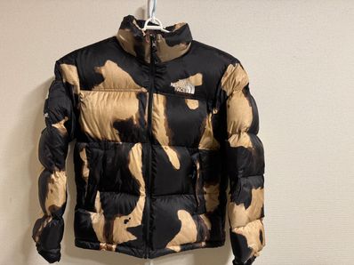 Supreme x The North Face Bleached Denim Print Nuptse Jacket "Black"