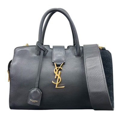 SAINT LAURENT サンローラン パリ ダウンタウン カバス ベイビー 2way ハンドバッグ ショルダーバッグ 436834 レザー スエード ブラック トートバッグ モノグラム Bランク 中古 鑑定済 サンローランバッグ