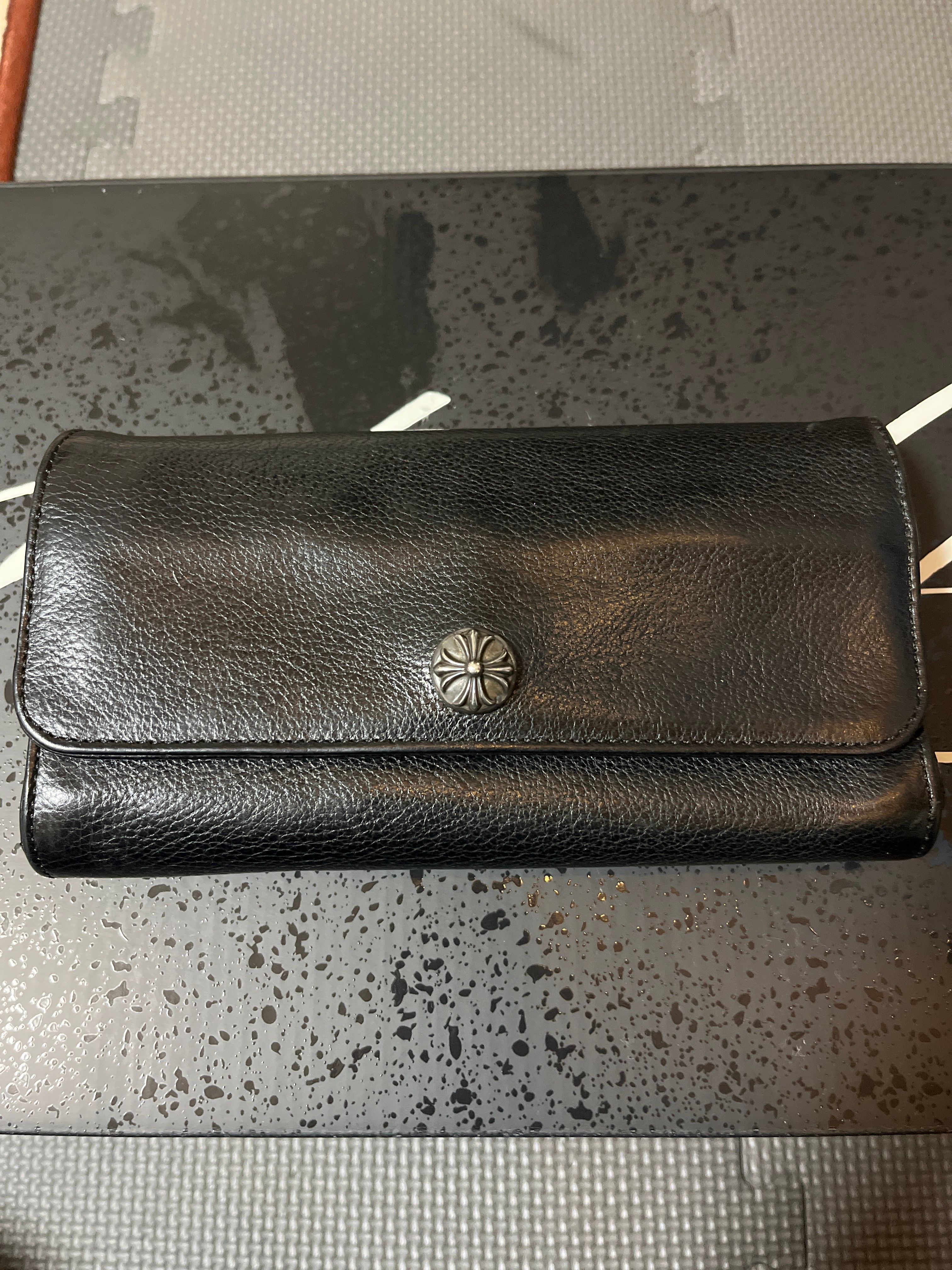Chrome Hearts Judy Cross Button Leather Wallet "Black/Silver"