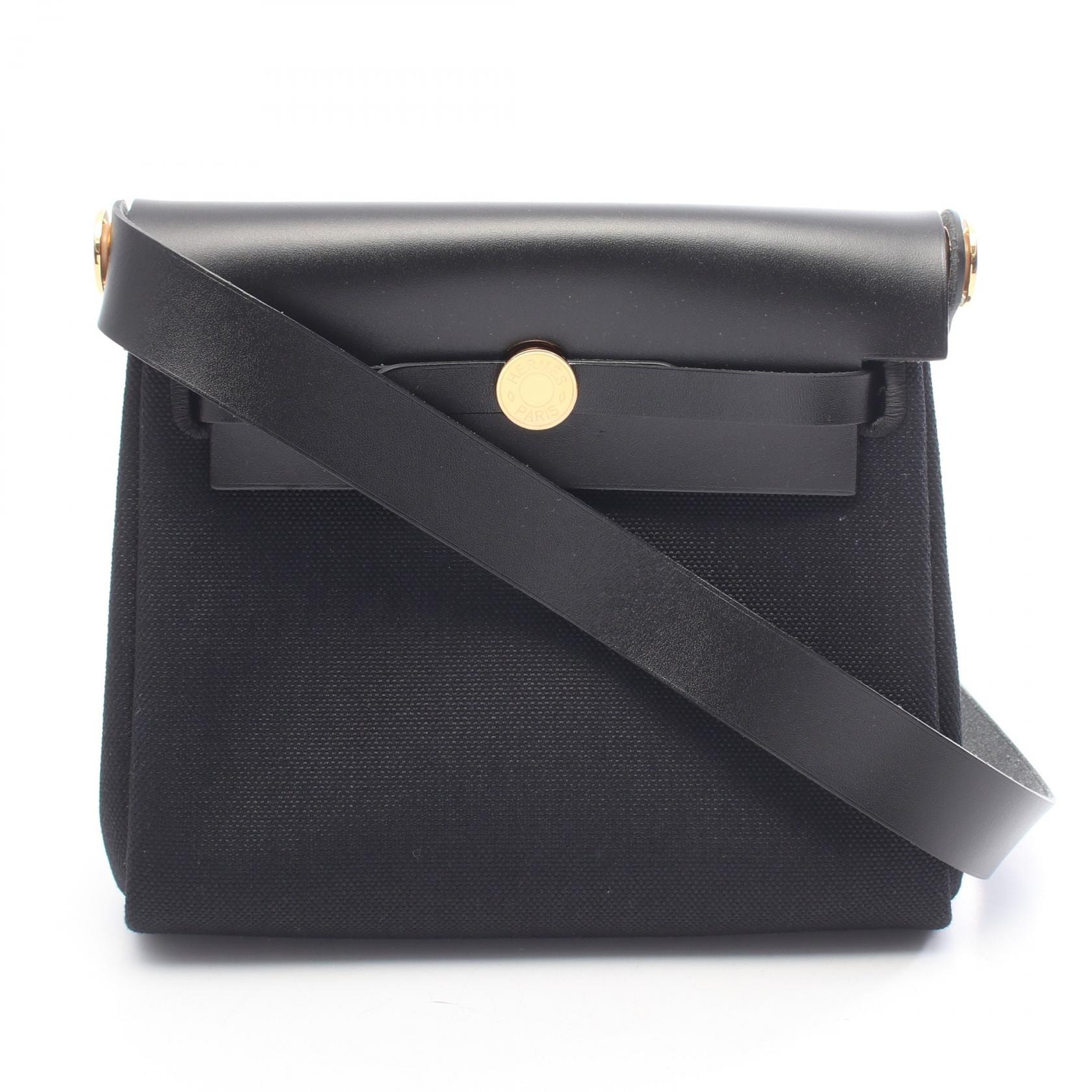 エルメス HERMES エールバッグジップ ミニ ショルダーバッグ バッグ トワルミリタリー / ヴァッシュハンター トワルミリタリー レディース ブラック系 【中古】
