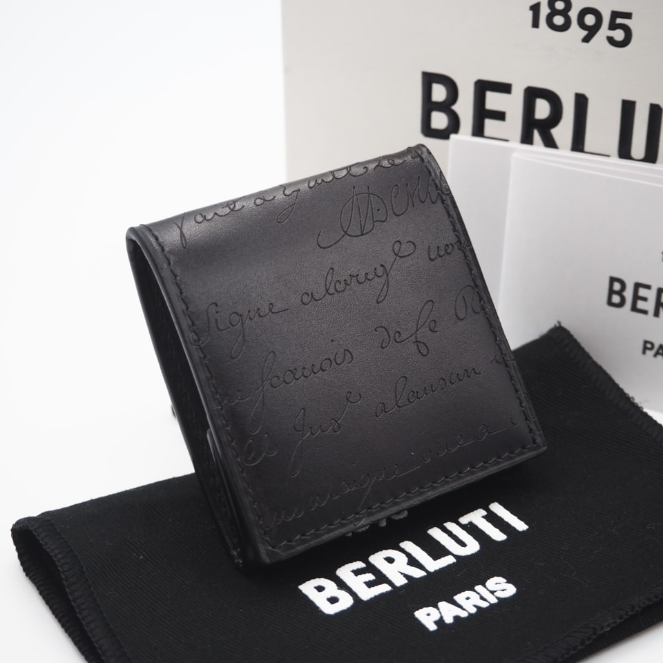 未使用 Berluti ベルルッティ スクリットレザー オリジンマネーパース - コインケース ブラック レザー メンズ