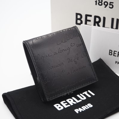 未使用 Berluti ベルルッティ スクリットレザー オリジンマネーパース - コインケース ブラック レザー メンズ