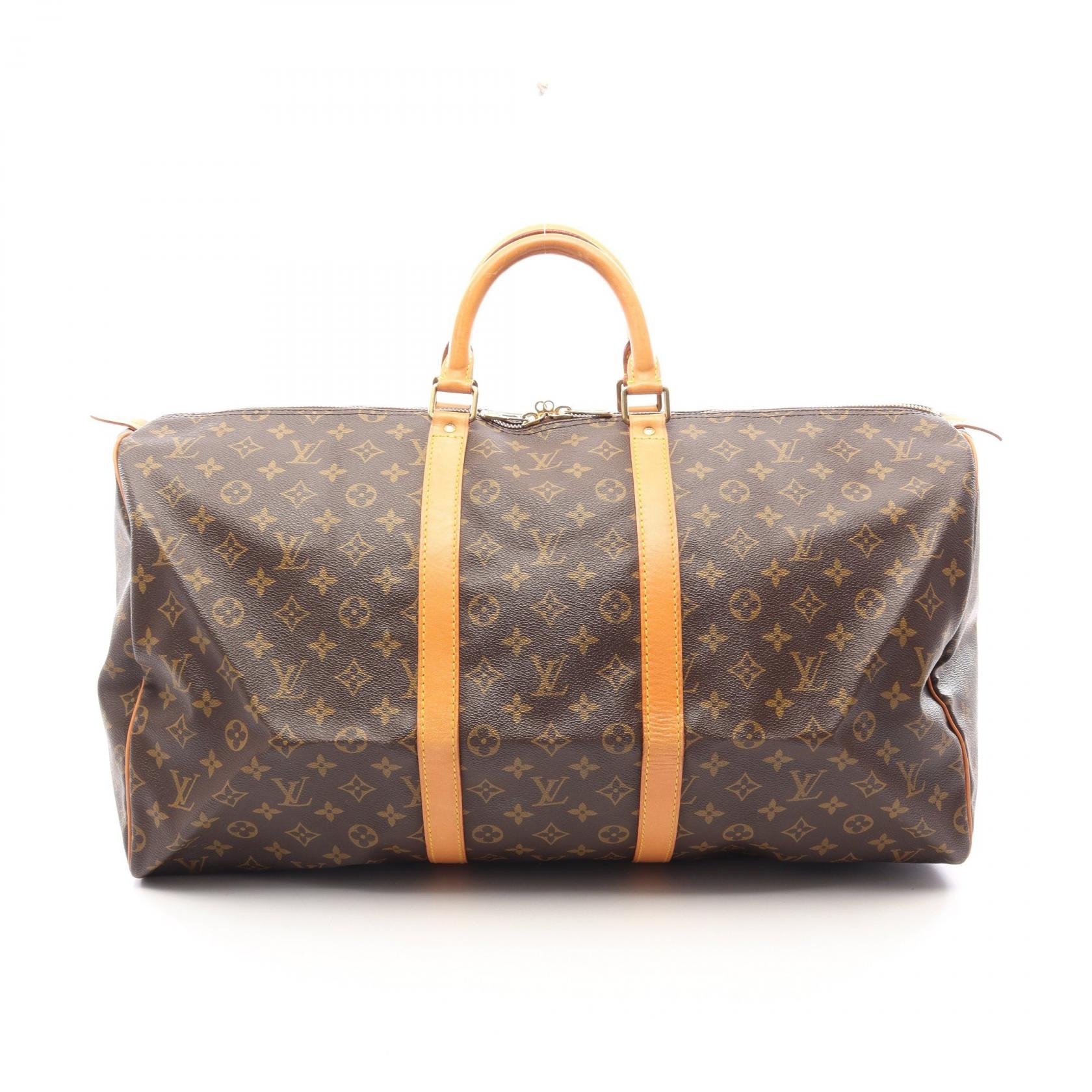 ルイ・ヴィトン LOUIS VUITTON キーポル55 モノグラム ボストンバッグ バッグ PVCコーティングキャンバス レザー メンズ レディース ブラウン系 M41424 【中古】