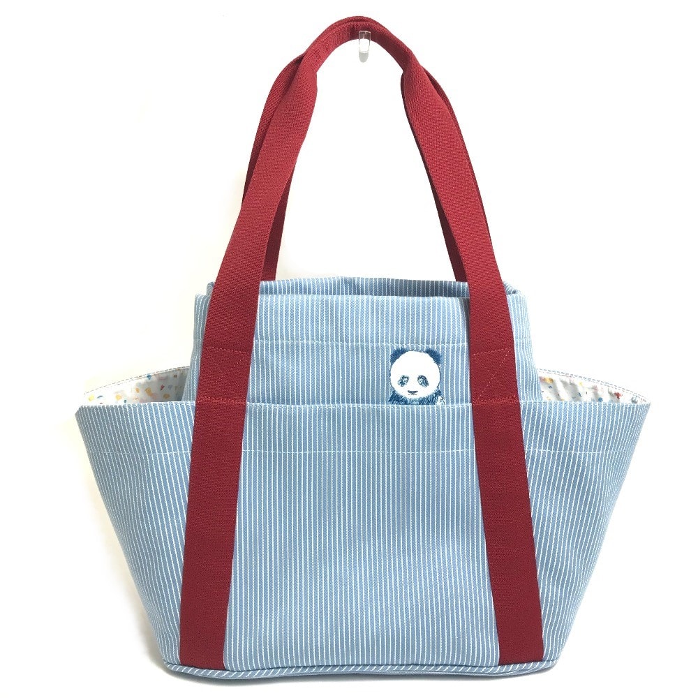 エルメス HERMES マザーズバッグ パンダ パスパス カバン バッグインバッグ トートバッグ キャンバス ブルーエ ブルー×レッド 新品同様