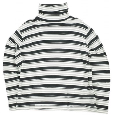 BEAMS BOY ビームスボーイ 24AW マルチボーダー リブ タートルネックカットソー 13-14-0458-101 ONE SIZE GREY 長袖 Tシャツ トップス g25638