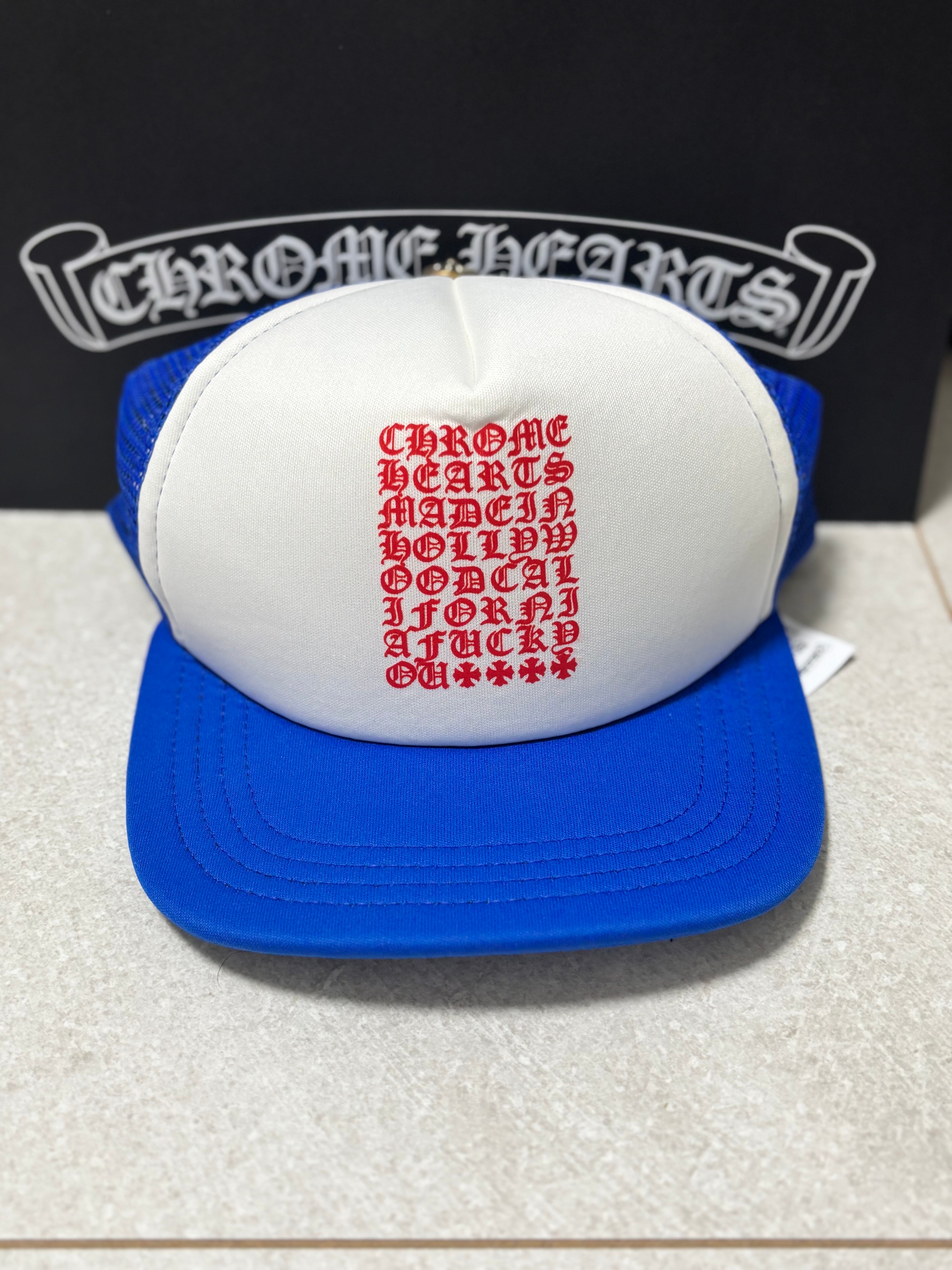 Chrome Hearts Trucker Cap King Taco CH Scroll "Blue"