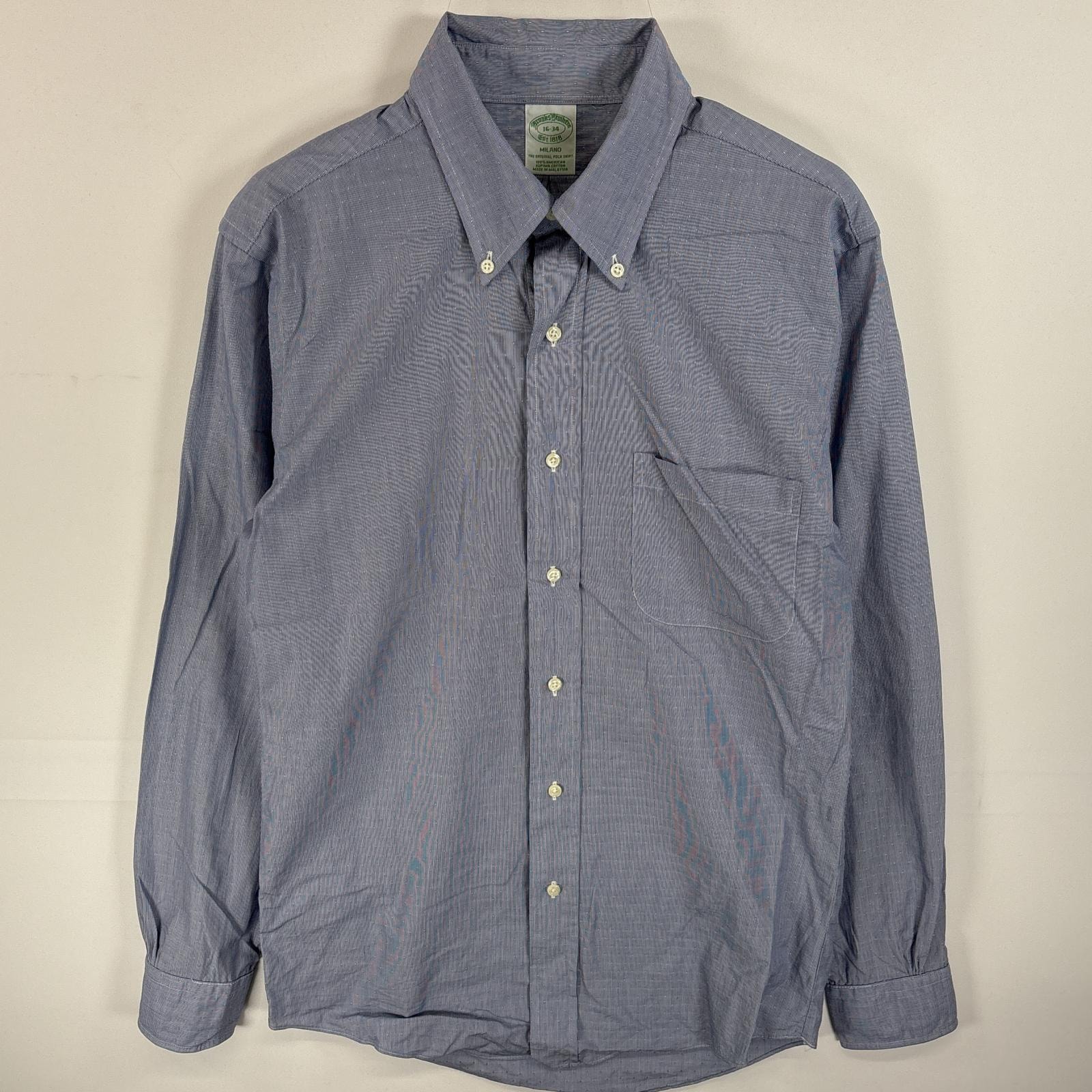 古着 ブルックスブラザーズ Brooks Brothers 長袖シャツ ボタンダウンシャツ MILANO 胸ポケ L  ブルー系 ドット メンズ