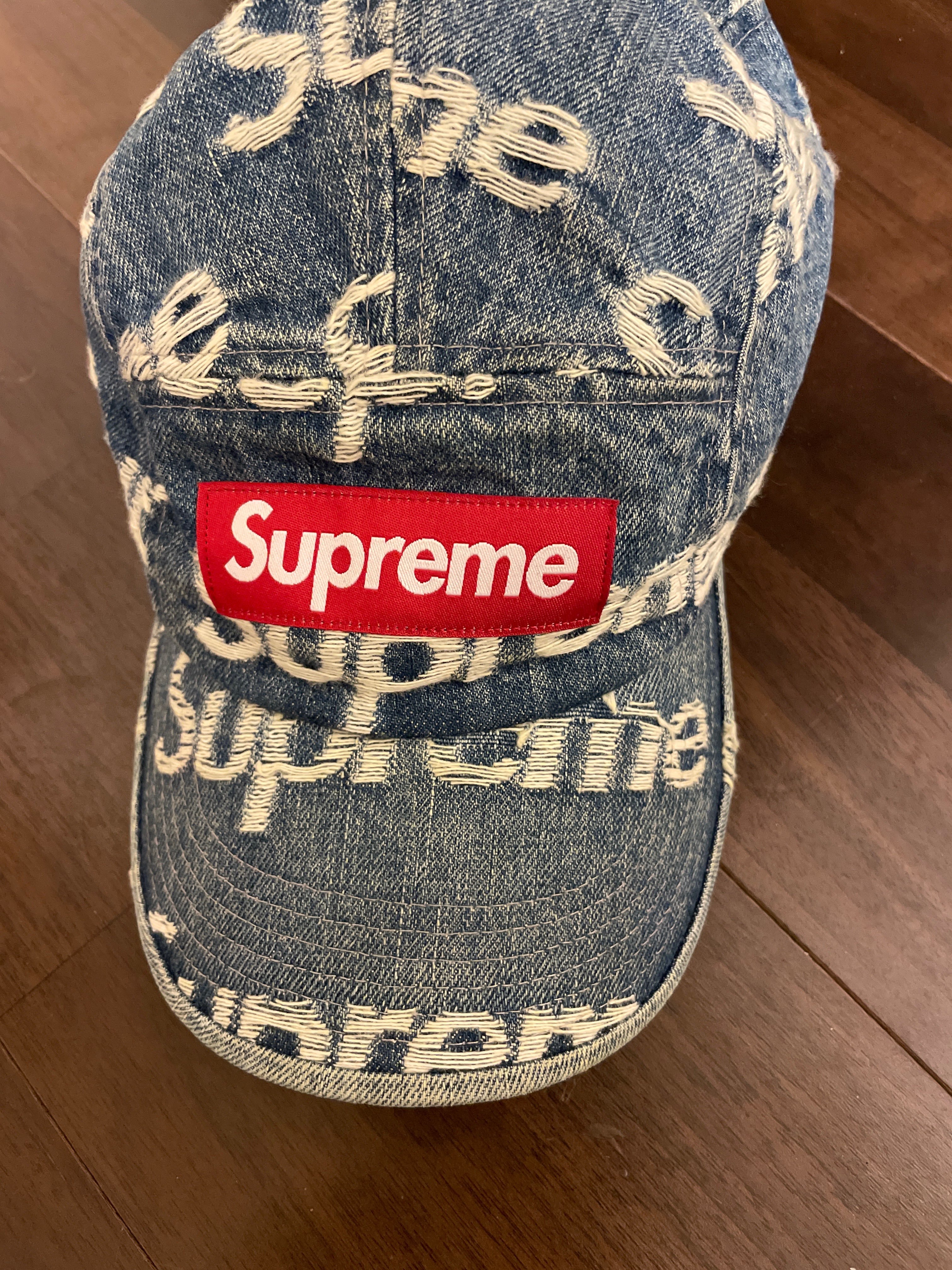 Supreme Frayed Logos Denim Camp Cap "Blue"