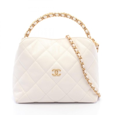シャネル CHANEL マトラッセ スモールホーボー 2WAY ハンドバッグ バッグ キャビアスキン(グレインドカーフ) レディース ホワイト系 【中古】