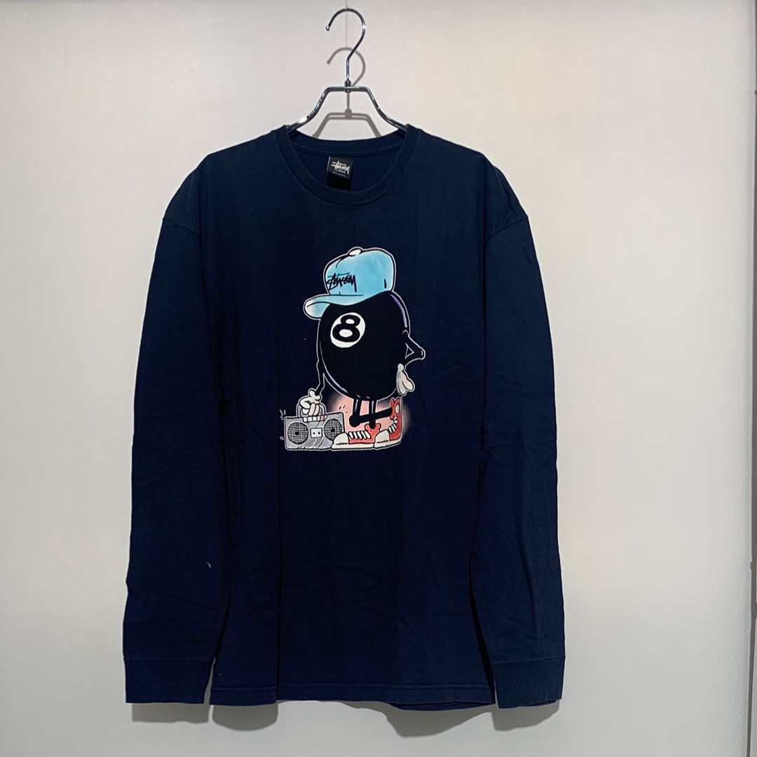 STUSSY 8BALL L/S TEE Navy