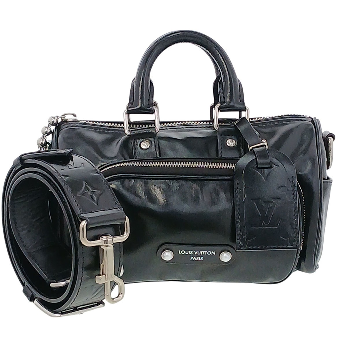 LOUIS VUITTON ルイ・ヴィトン キーポル カーゴ バンドリエール ショルダーバッグ M13988 レザー ブラック  レディース【中古】