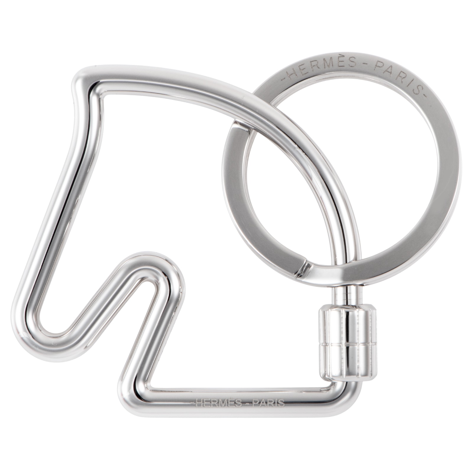 HERMES エルメス シュバル キーリング Porte-cles cheval キーホルダー馬 メタル シルバー【中古】