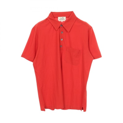 エルメス HERMES ポケット付き ポロシャツ 衣料品 トップス コットン メンズ レッド系 【中古】