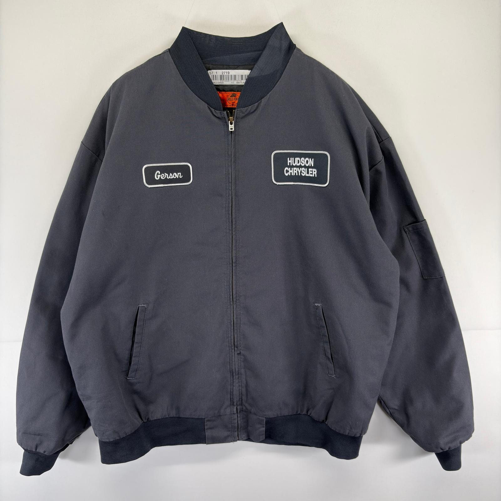 古着 レッドキャップ RED KAP ジャケット 中綿 大きいサイズ ワーク フルジップ ワッペン 3XL-LN  グレー系 メンズ