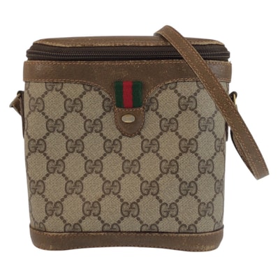 GUCCI グッチ ヴィンテージ シェリーライン ベージュ ブラウン GGスプリームキャンバス レザー/ ショルダーバッグ ポシェット 603326 【中古】