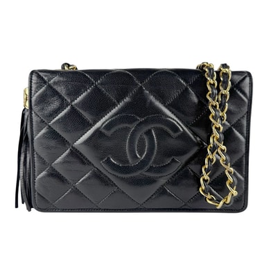 シャネル CHANEL ショルダーバッグ レザー ブラック レディース【中古】 z9309