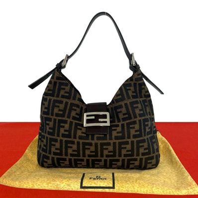 FENDI フェンディ ズッカ FF 柄 キャンバス レザー ショルダーバッグ ブラウン
25267