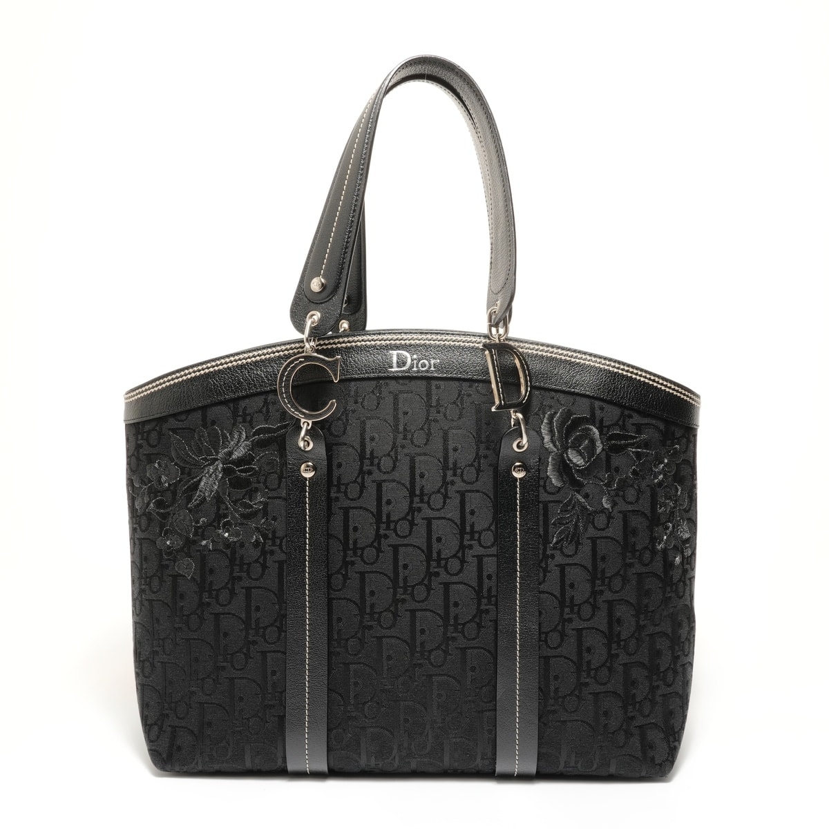 ディオール Dior フラワー トロッター キャンバス ハンドバッグ【中古】