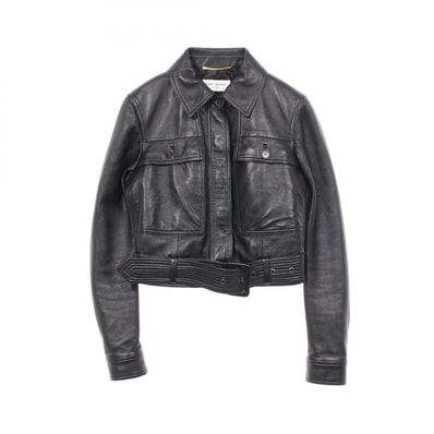 サンローランパリ SAINT LAURENT PARIS アビエイター ジャケット 革ジャン 衣料品 アウター レザー レディース ブラック系 712080 【中古】