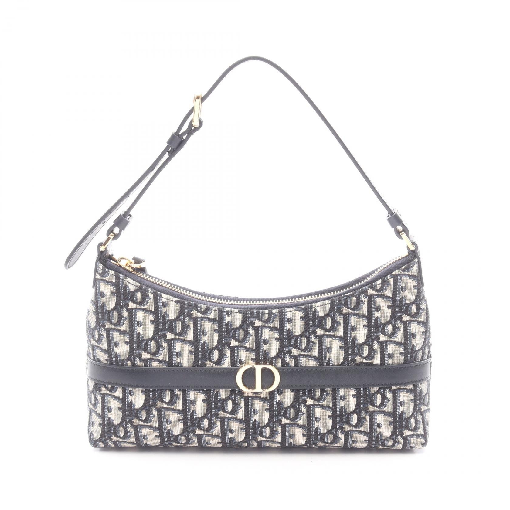 ディオール Dior 30 Montaigne Cigale オブリーク ハンドバッグ バッグ キャンバス レザー レディース ベージュ系 / ネイビー系 S2381UTZQ 【中古】