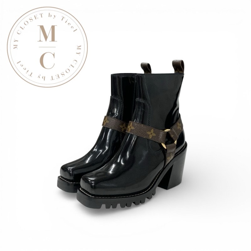 ルイヴィトン LOUIS VUITTON リミットレスライン モノグラム ブーツ ショートブーツ 靴 シューズ レザー ブラック ブラウン アンクルブーツ