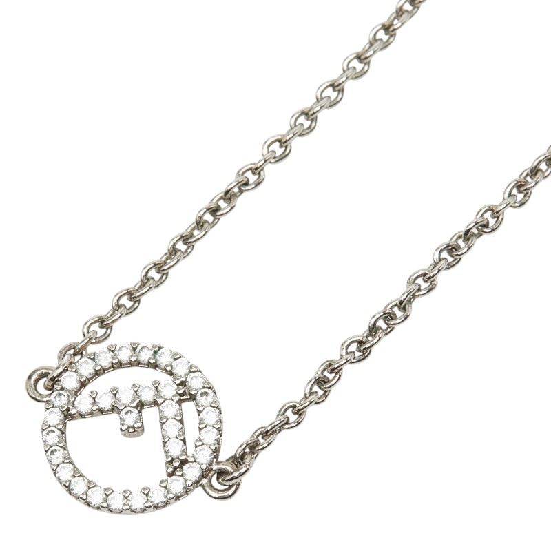 フェンディ エフイズ ロゴ チェーン ネックレス シルバー メタル キュービック・ジルコニア レディース FENDI 【中古】