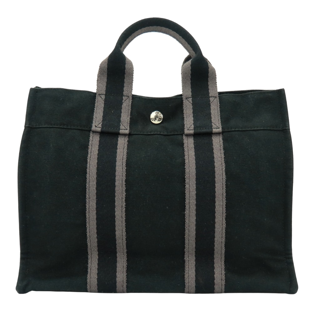 【中古】 エルメス トートバッグ フールトゥ PM キャンバス ブラック グレー カジュアル 普段使い 定番 レディース メンズ HERMES