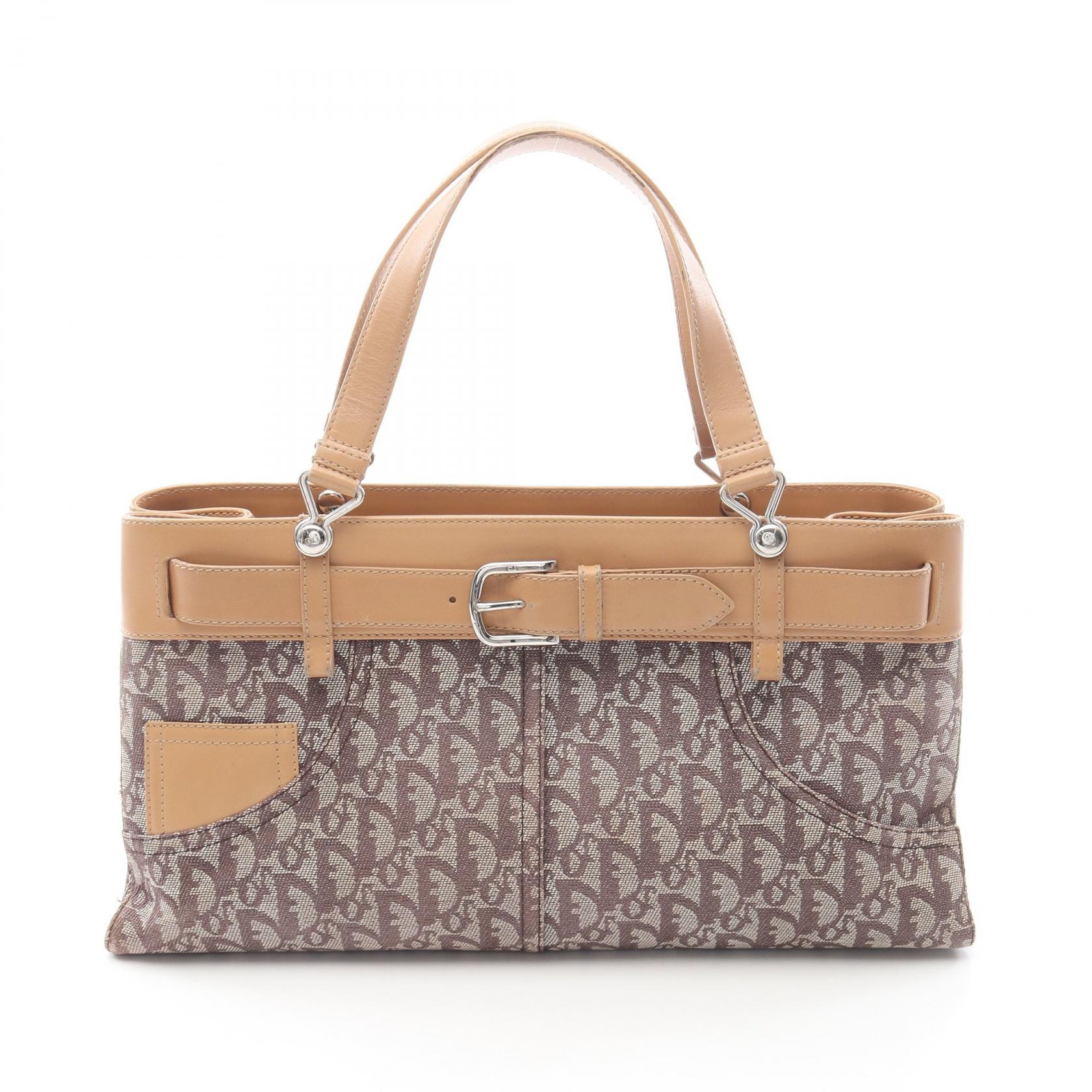 ディオール Dior トロッター ハンドバッグ バッグ キャンバス レザー レディース ブラウン系 / ベージュ系 【中古】