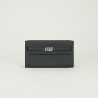 エルメス HERMES ケリーウォレット トゥーゴー ケリー ウォレット トゥーゴー 財布 長財布 ロングウォレット エプソン ノワール Noir ブラック Black 黒 シルバー金具 ヴォーエプソン