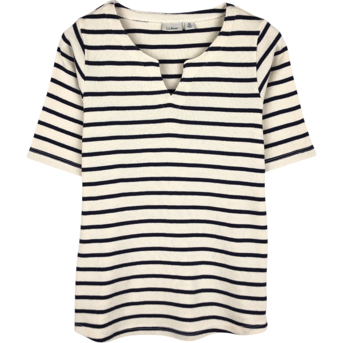 古着 エルエルビーン L.L.Bean スリットネック 半袖 ボーダーTシャツ レディースXS相当/eaa649796