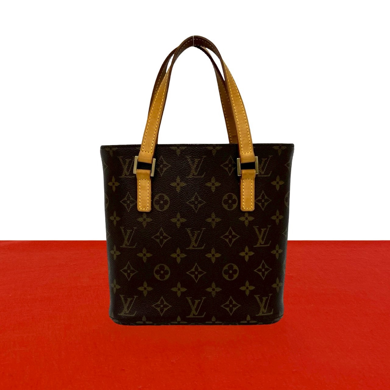 LOUIS VUITTON ルイヴィトン ヴァヴァン PM モノグラム レザー PVC ハンドバッグ ブラウン
 24153