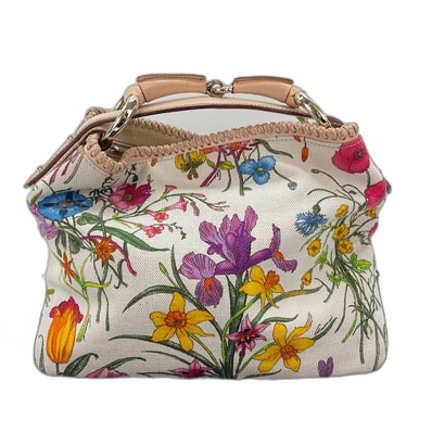 グッチ GUCCI キャンバス フローラル ハンドバッグ キャンバス【中古】